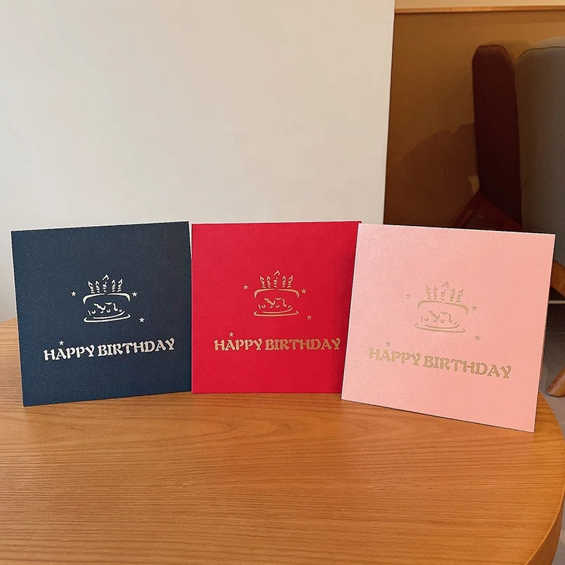 Wholesale Beautiful Blue Mom Kids 3D Paper Birthday Fold Music Greeting Card with Envolpe