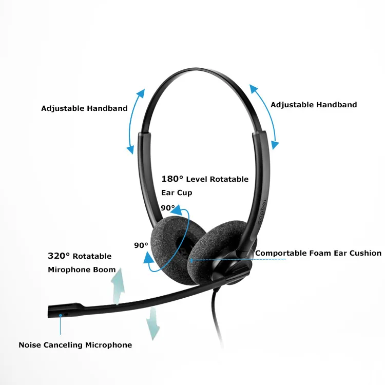 OEM Callcenter Headsets Noise Canceling Universal Communication Call Center Headset Headphone With Mic Wired USB Connector