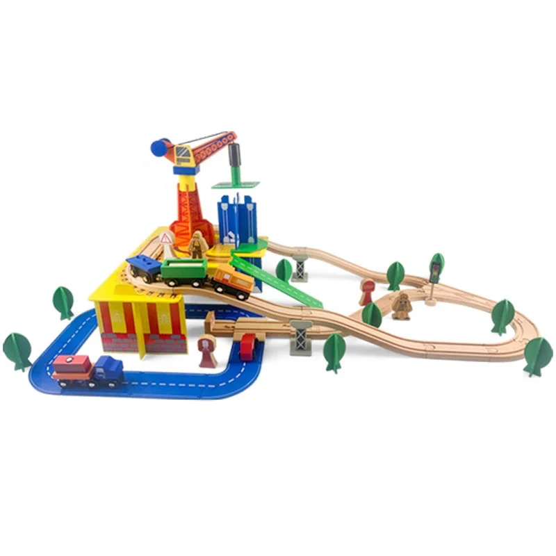 Table Children Train Railway Classic Wood Mini Track for Kids Wooden Model Set Train Slot Toys