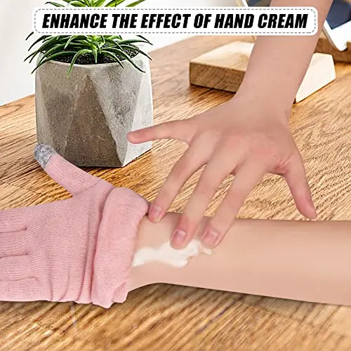 Dry Hands Hand Care Overnight Touchscreen Fingers Pink 2 Pairs Cotton Moisturizing Gloves