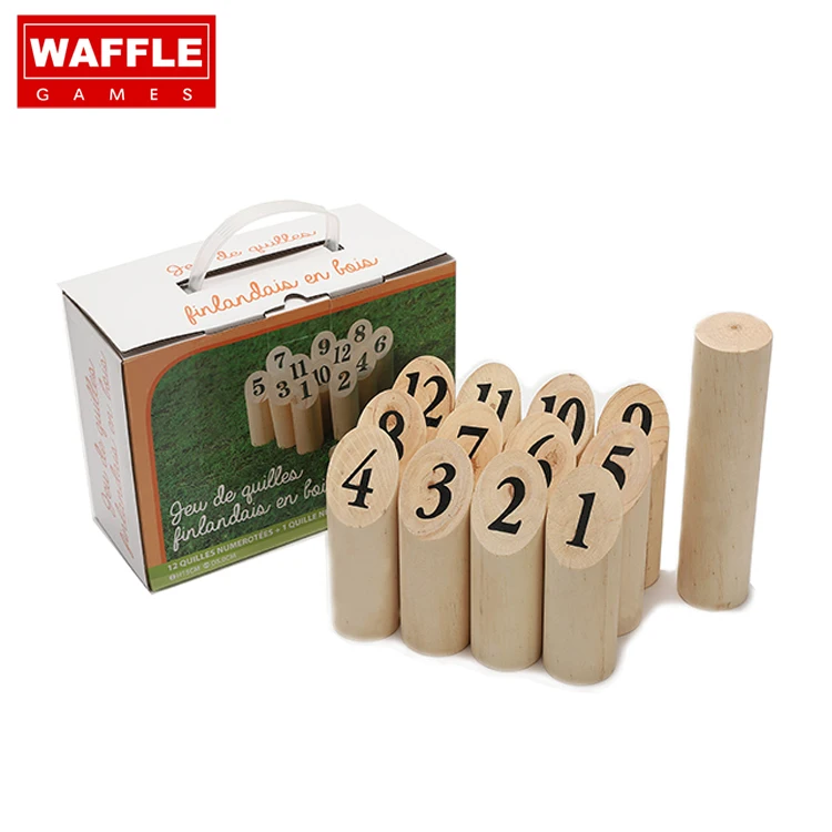 
WAFFLE GAMES Premium Natural Wood Outdoor Lawn Number Kubb Game 