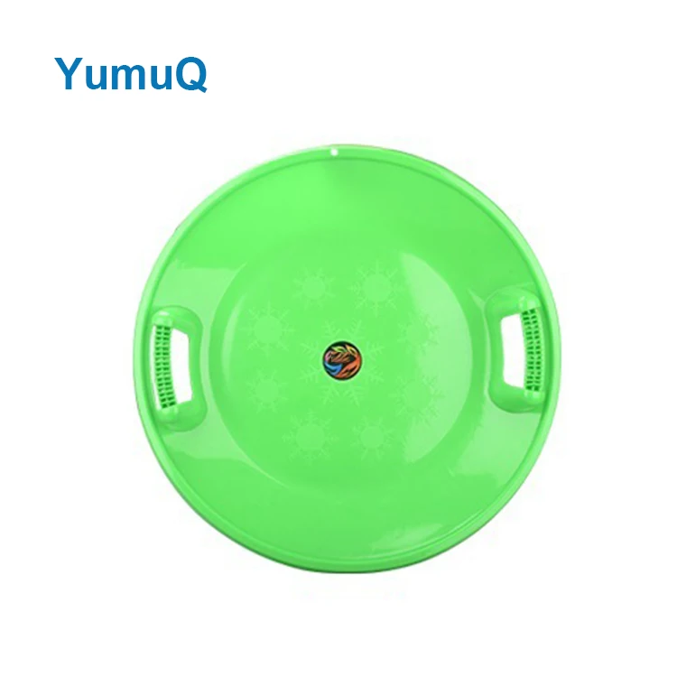 YumuQ Winter Sports Circle Plastic Sled Saucer, Heavy Duty Colorful Round Snow Saucer Sled For Children