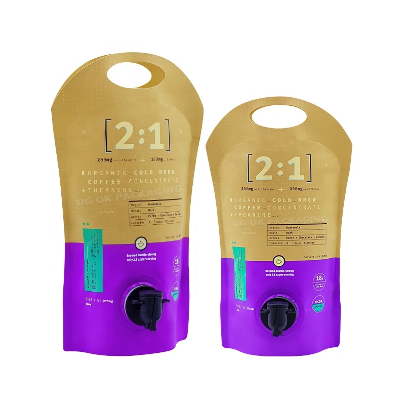 Wholesale Factory Stand Up Pouch Aluminum Foil Juice 1L 2L 3L 4L 5L Bib Wine Bag in Box Holder With Valve