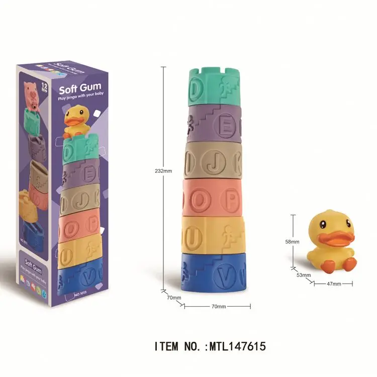 Factory wholesale high quality baby silicone stacking cup toy educational stacking toys