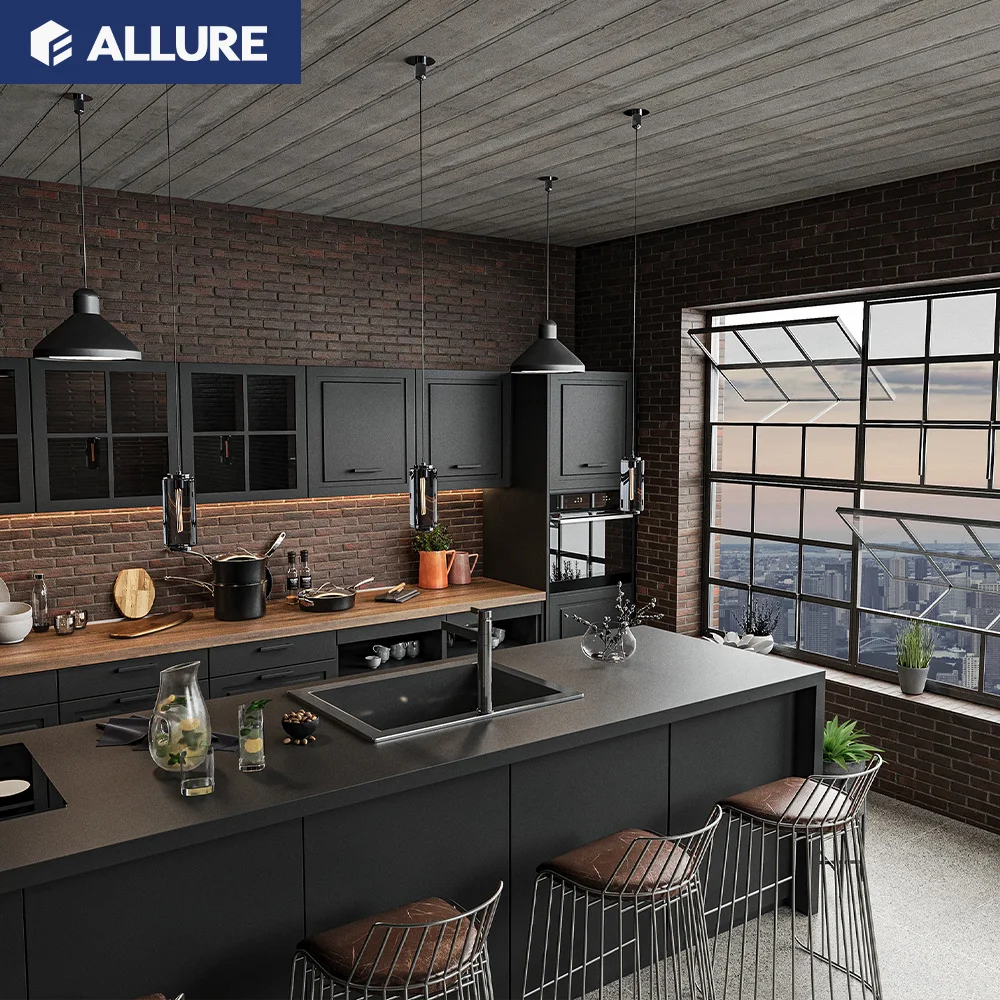 ALLURE automatic outdoor home and kitchen cabinets wholesale Smart designer solid wood melamine kitchen cabinet modern design