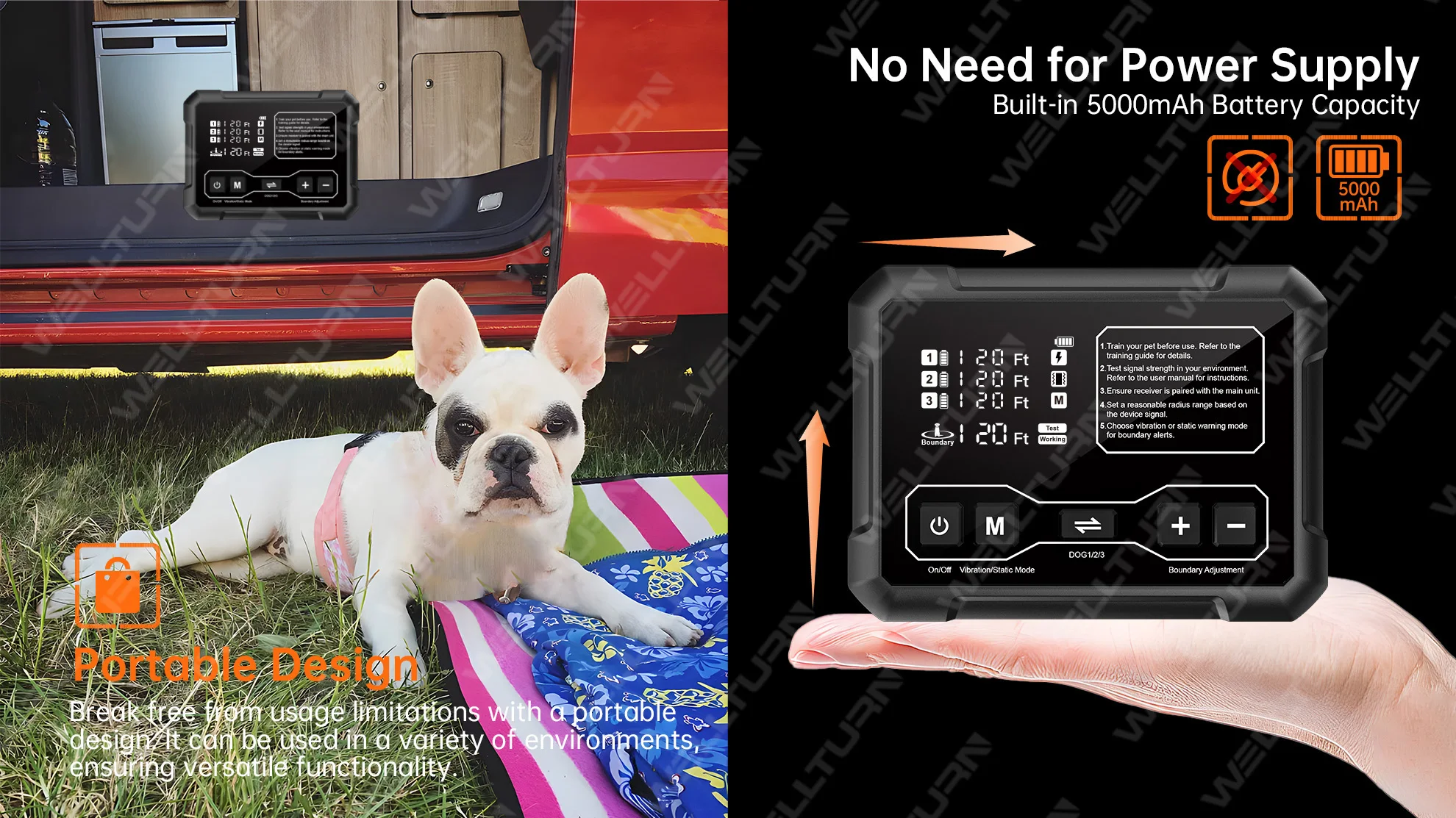 Wireless Fence Training Collar Wireless Dog Fence Portable Pets Safe Containment System for Outdoor,Yard,Indoor,Camping