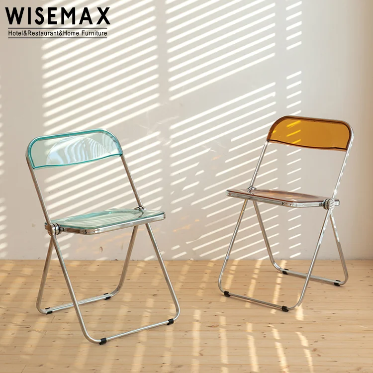 WISEMAX FURNITURE Wholesale cheap modern clear acrylic PC plastic folding dinning chairs for party wedding rental use