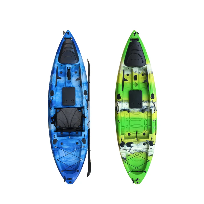 AHK18 Single-Seater Pedal Kayak LLDPE Plastic Canoe with Foot Pedal Drive for Fishing on Lakes 3m Length