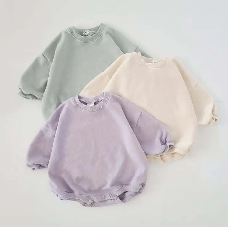Newborn Baby  long sleeve Blank Terry Sweater Fabric Oversized Basic solid toddler Cotton Baby Clothes Sweatshirt Baby Romper