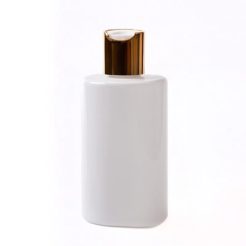 300ml Flat Round Shape Transparent Squeeze Plastic Bottles With White Black Flip Disc Caps