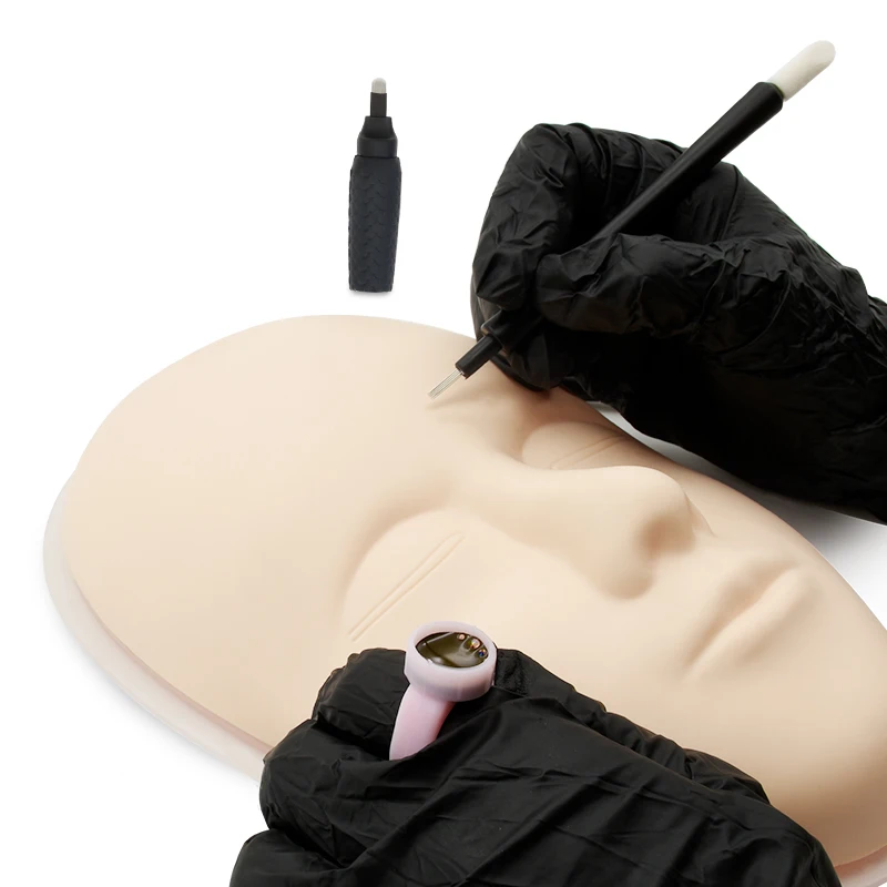 Ручка для микроблейдинга татуировок 2 в 1, ручка для микроблейдинга с двойными головками, резак и шиньон, инструмент для микроблейдинга Tebori