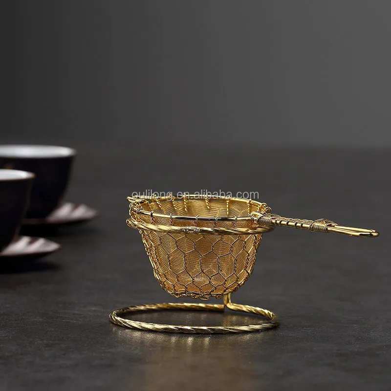 New Brass Woven Mesh Tea Strainer Hand Braided Tea Filter Strainer