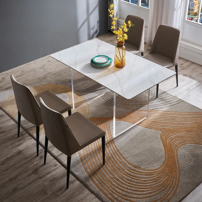 Acrylic dining table Rock tableh Rectangular dining table White desktop