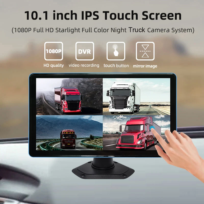 IPS GPS touch screen smart car 10.1 inch 4 channels car camera dash cam dvr rearview mirror truck car monitor