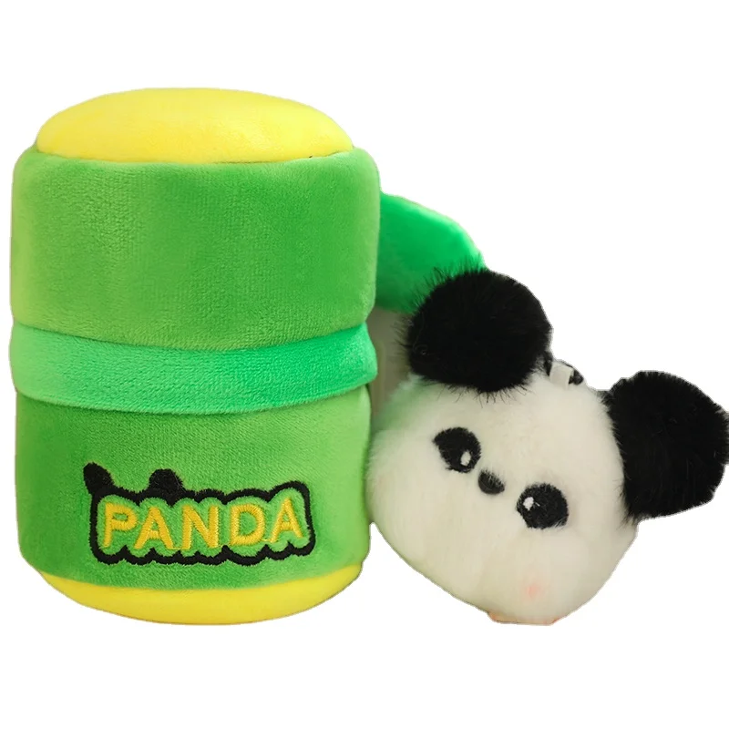 Zoo souvenir bamboo tube panda plush toy student pen holder doll plush toy panda pendant keychain