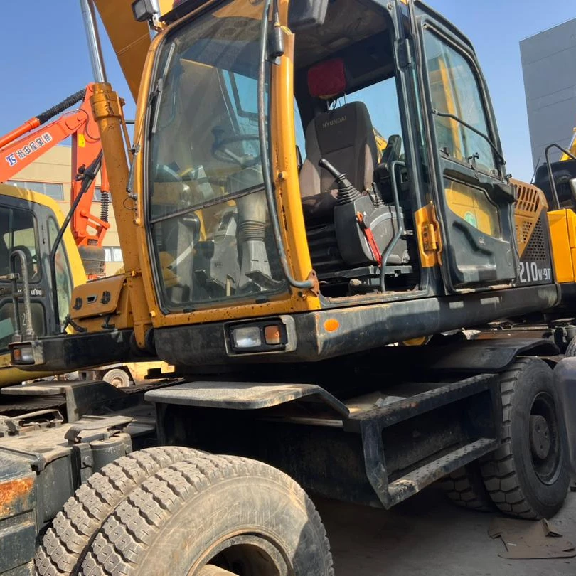 Hyundai 210 wheel excavator 210w-9 excavators construction equipments used machines for sale 210w new tires original condition