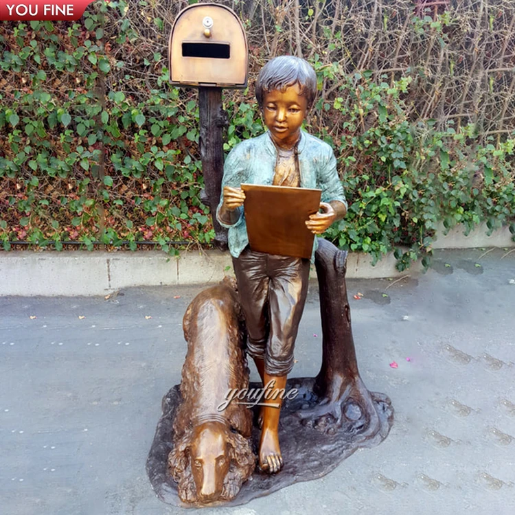 Outdoor Garden European Style Cast Bronze Boy Mailbox