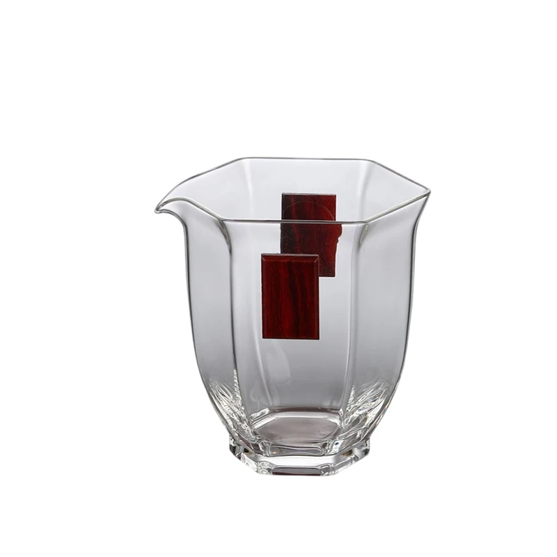 2024 new High Borosilicate Clear Tea Cup Glass Household Small Teacup Drinking Glasses Body With Walnut Wood Decor