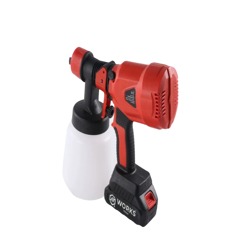 WORKS Portable Electric Paint Spray Gun 24velectric Textile Cleaning High Pressure Sprayer