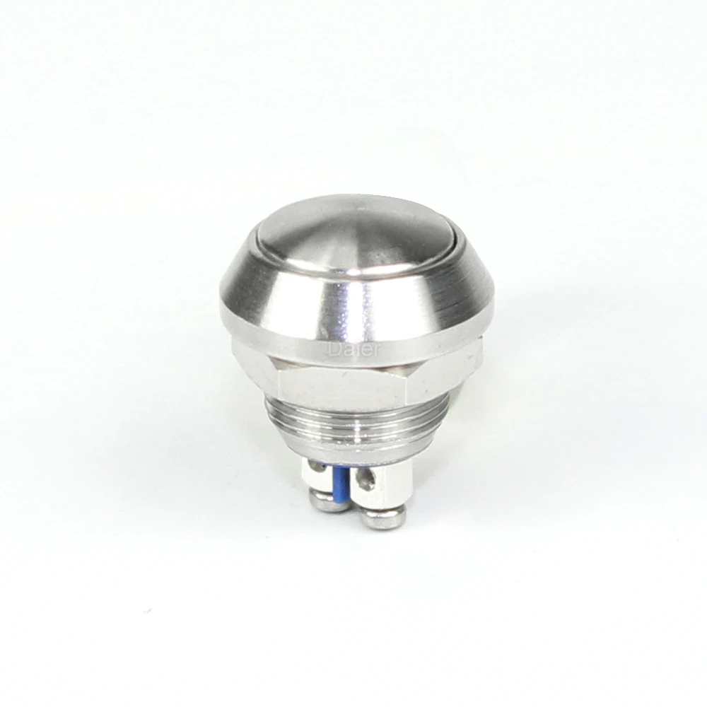 2A 36V 12mm Metal Push Button Switch 2PIN SPST Momentary Domed Stainless Steel Push Button Switch with Screw Terminals