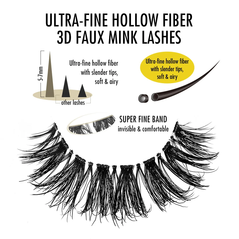 Weightless Middle Area Hollow False Lash Eyelash Superfine Premium Faux Mink Eyelash Manufacturer