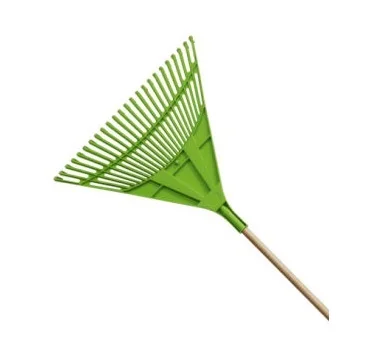 Wood Handle Plastic Leaf Rake Garden Fan Shape Broom 24 Tine