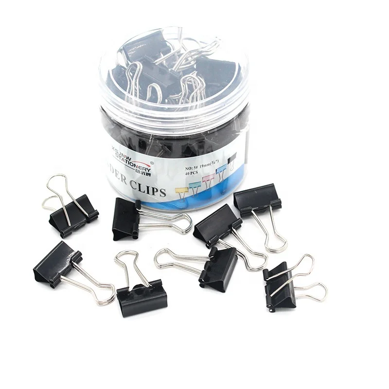 Hot Selling Metal Clip 19mm Black Binder ClipsSmall Binder Clip 40pcs/box