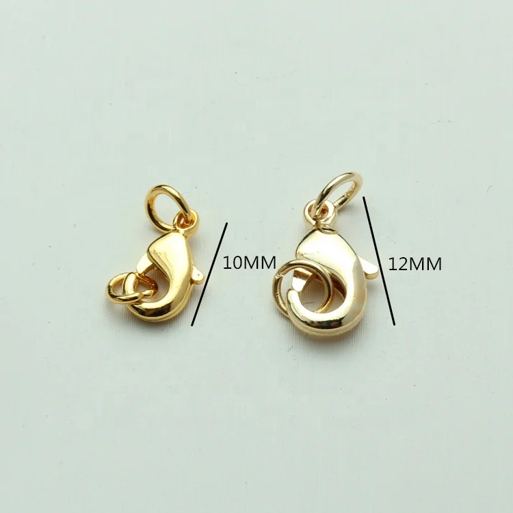 Brass Lobster 10MM 12MM Lobster Claw Clasps with Closed Jump Ring Bracelet Necklace Clasps