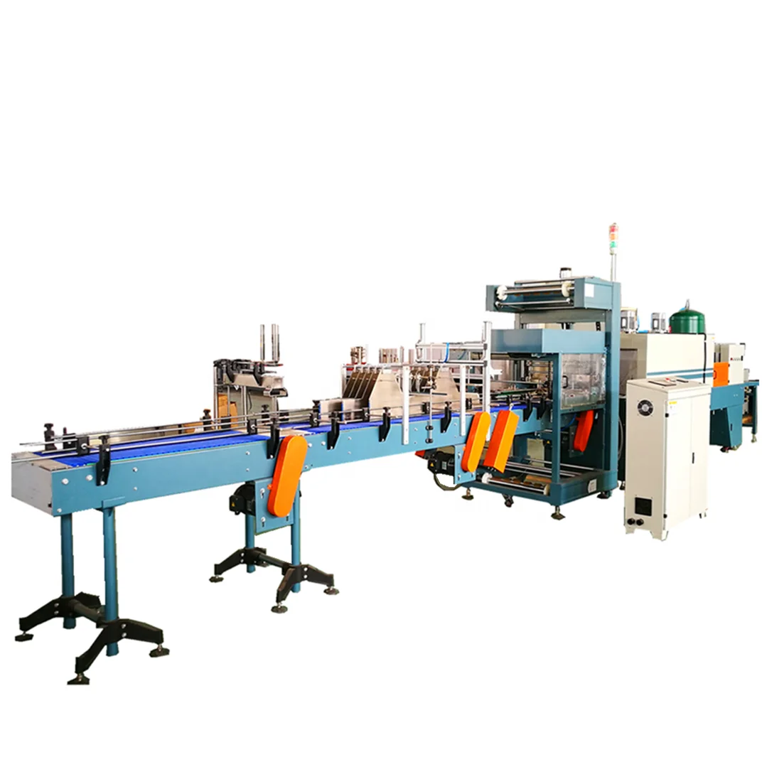 Manufacturer Automatic Linear Type PE Film Heating Shrink Stretch Wrapping Packing Machine for Bottle Water Production Line