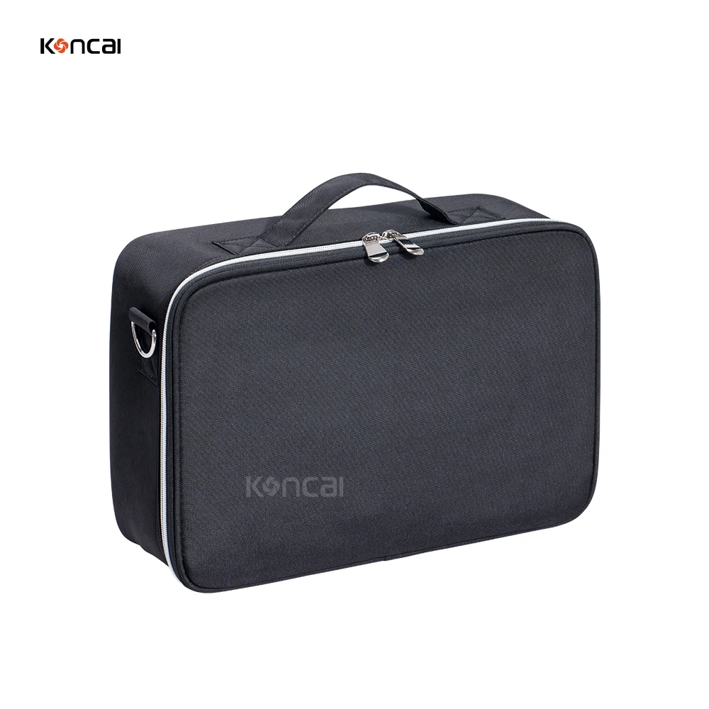 KONCAI Travel Handle Zipper Cosmetic Bag CaseToiletry Vanity Beauty Makeup Box Pouch with Compartment Makeup Suitcase