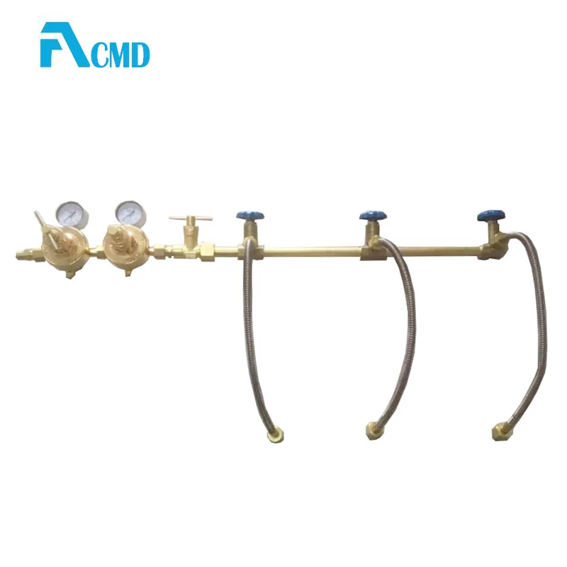 Dual-bank Manifold Systems with flexible high pressure stainless steel braided pigtail for hospital gas manifold system