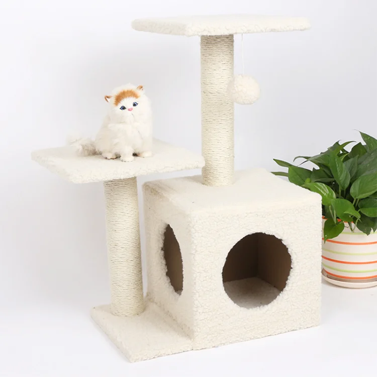 Factory Everyday Sustainable Stocked Large Luxury Indoor Wood Cat Tree Furniture For Large And Small Cats
