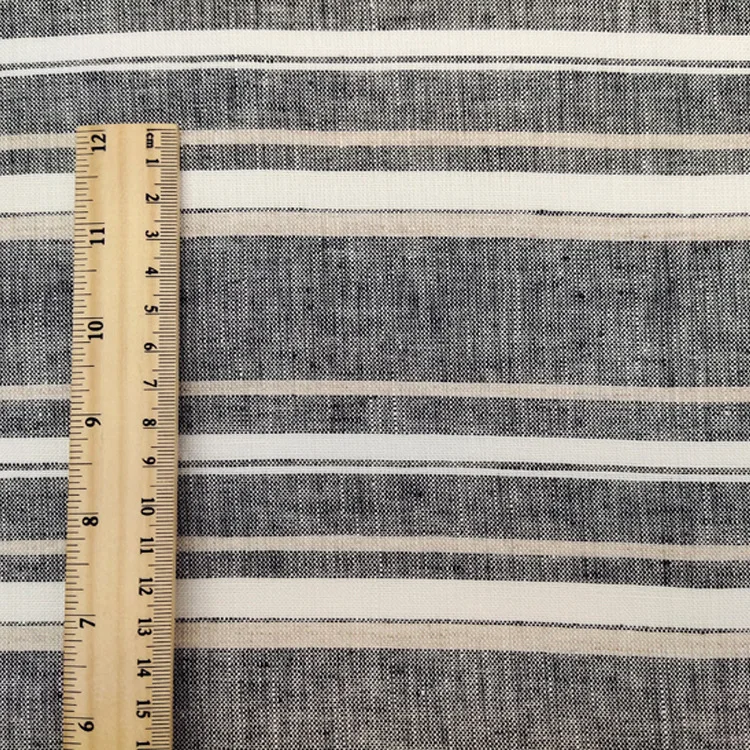 Manufacturing wholesale irregular thickness horizontal stripes flax fabrics oeko tex summer 100% linen fabric for clothing