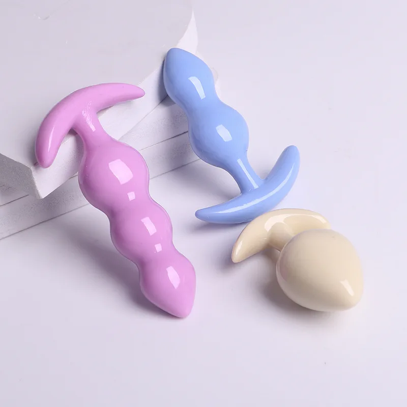 Female Women 3 pcs Plastic Anal Plug Silicone Candy Shaped Three Anal Butt Plugs Set Sexshop  Sex Toy