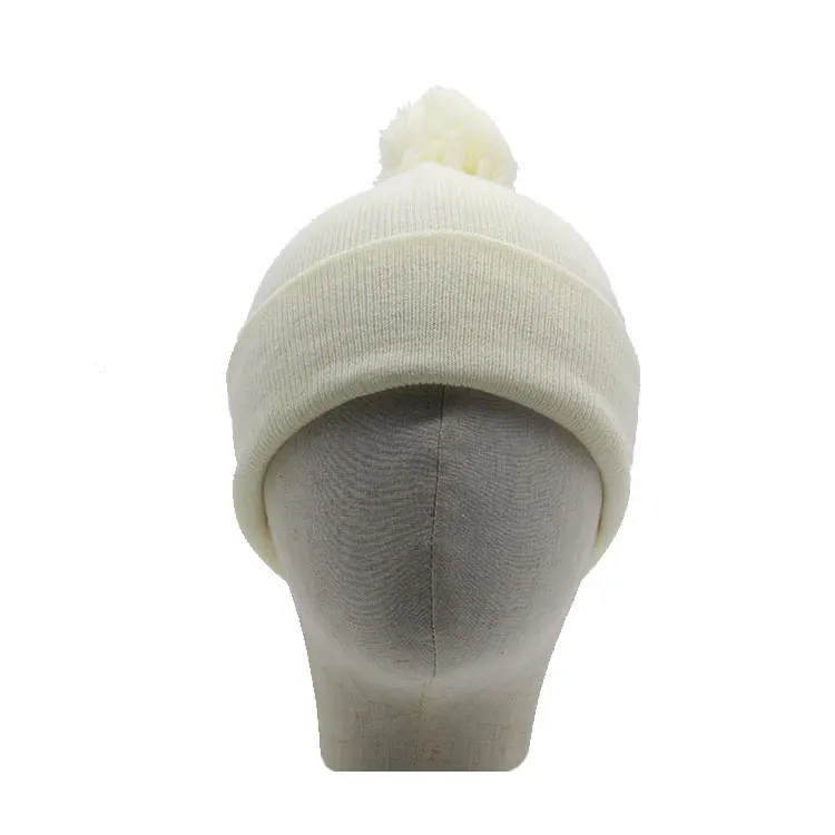 New Style Custom Logo Pom Pom Knit Cap Hats Winter Beanie Hat With Pom