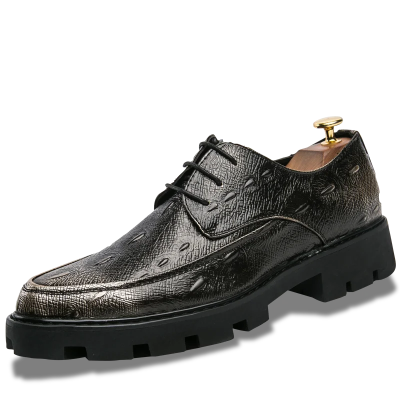 Men Formal Office Shoes Luxury Platform Black Leather Patent Shoes Business Dress Shoes