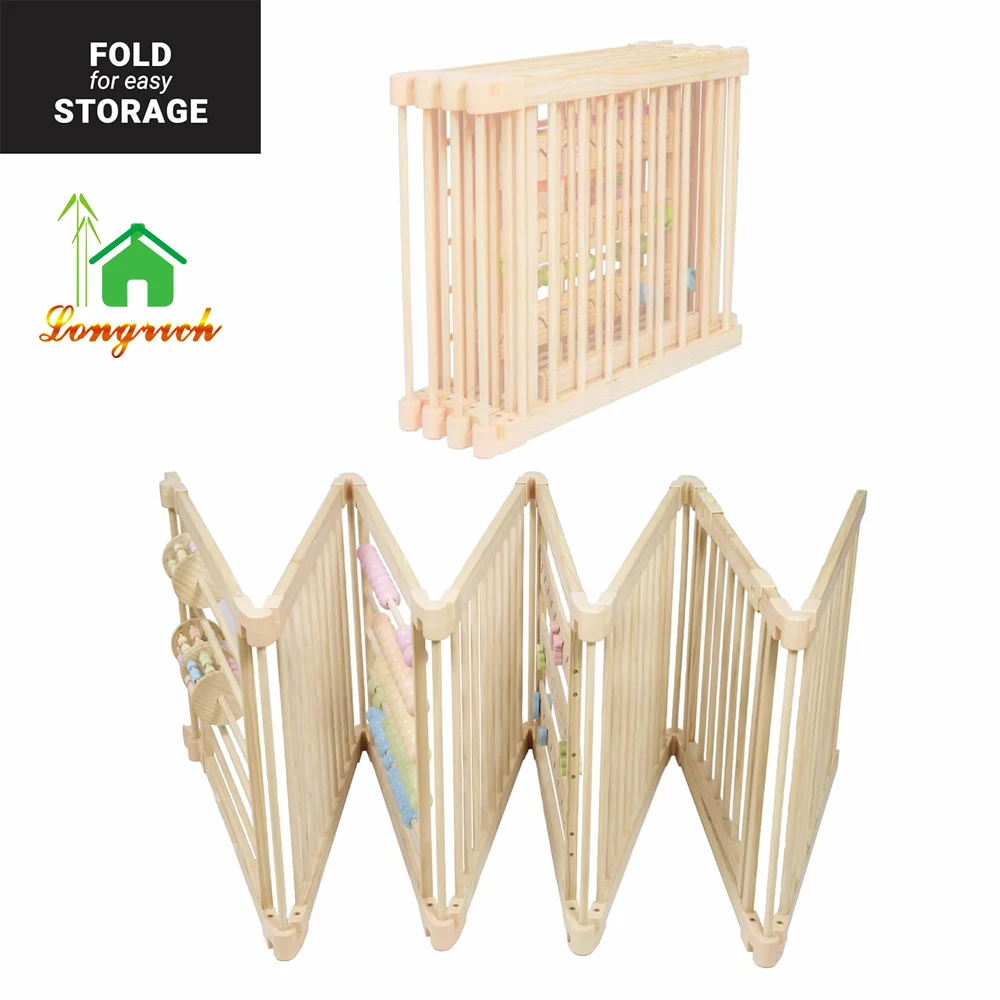 Extra Large Foldable Wooden Baby Playpen With Toys For Kids Indoor Wooden Luxury Safety Fence