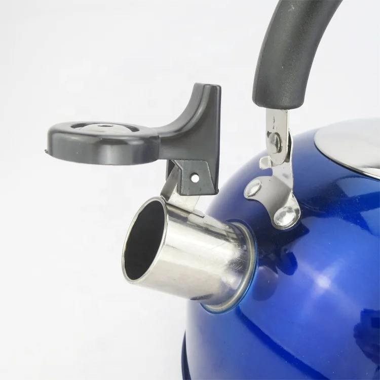 High quality colorized stainless steel metal flat bottom tea pot whistling kettle 3L for boiling water