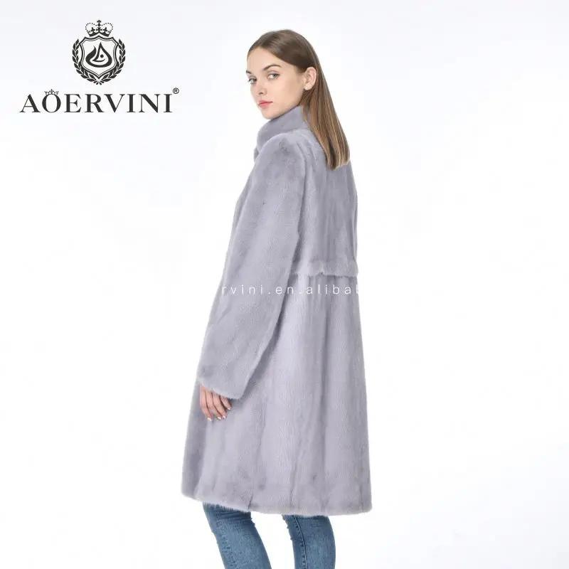 Honourable Winter Classic Exclusive Adult Premium Thick Natural Animal Real mink warm collar fur coat plus size