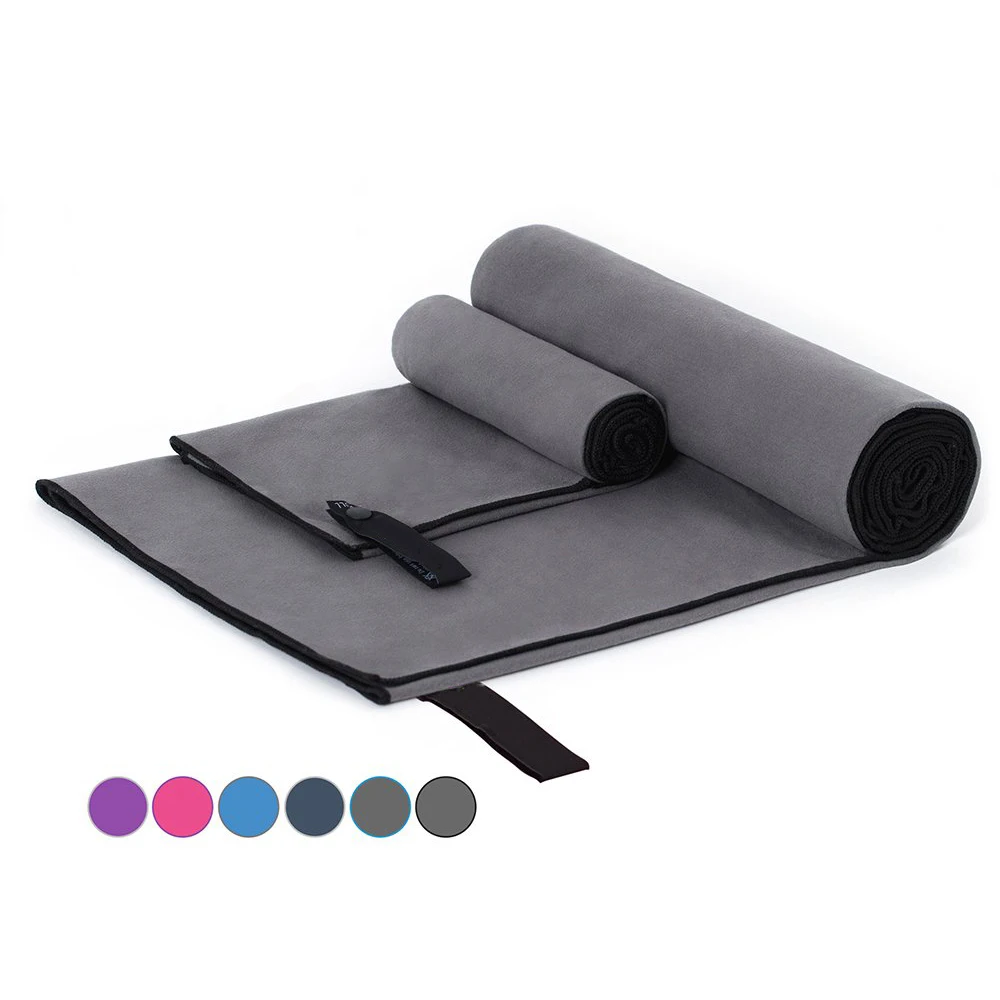 Антибактериальное черное полотенце из микрофибры для спорта с пользовательским логотипом