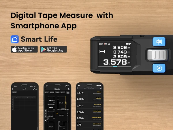 3-in-1 Laser Tape Measurement Distance Meter Device Digital Reading Distance Separation Tools Automatic Laser Range Finder