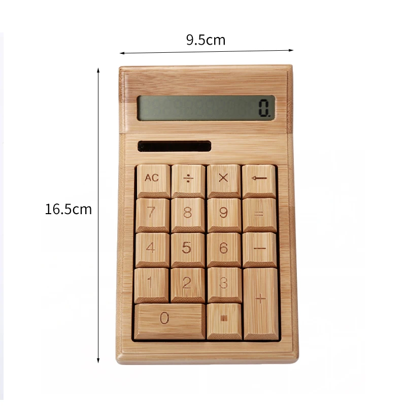 eco-friendly Bamboo Calculator creative gifts 12 Digits Dual Power Wood Calculator