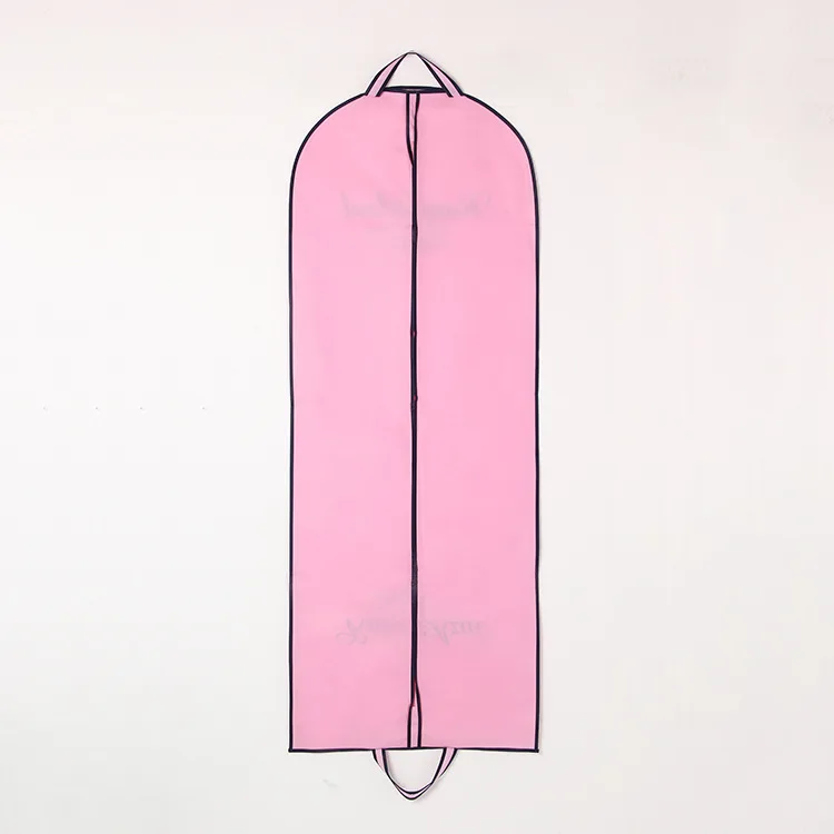 Wholesale pink long bridal wedding gown dustproof garments bag with logo