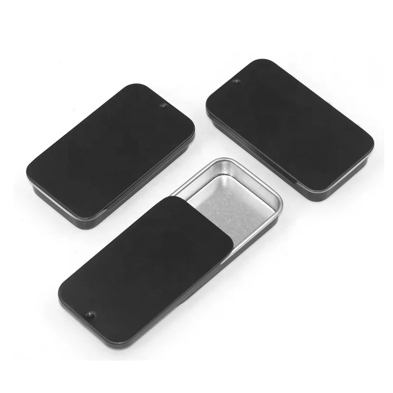 Black White Silver Rectangle Mini Sliding Boxes Mints Cream Rings Brooches Necklaces Balms Packaging Tin Boxes
