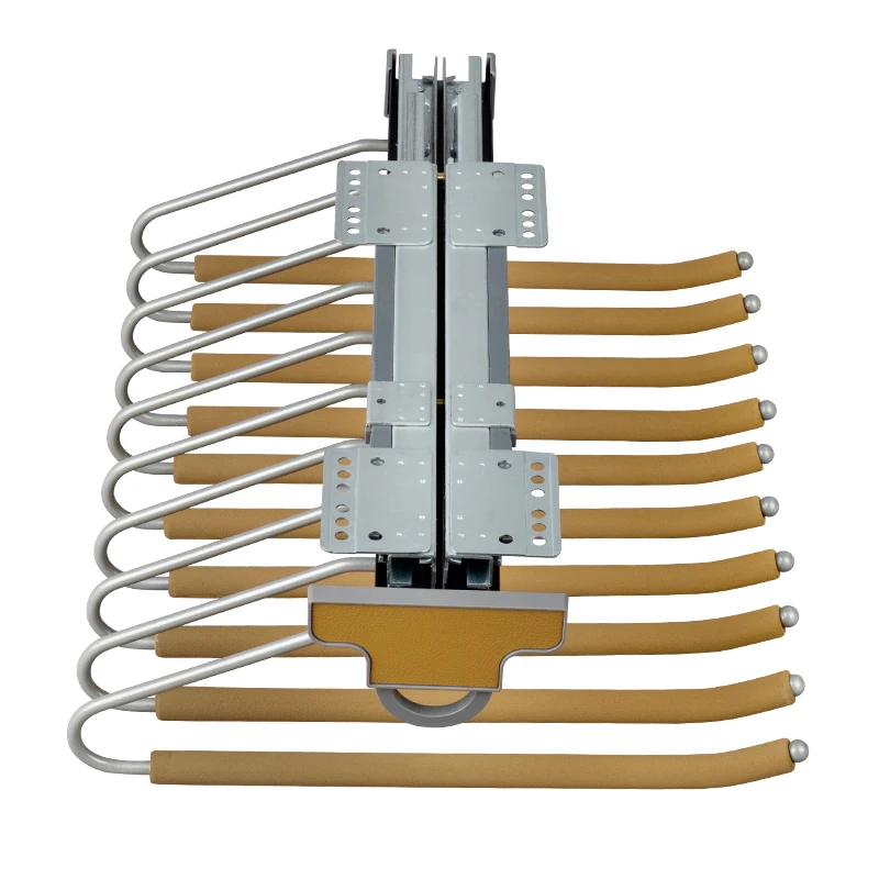 Factory Laundry Wardrobe Accessories Closet Hanger Up Single Row Soft Closing Non Slip Pull Out Clothes Trouser Rack Pants