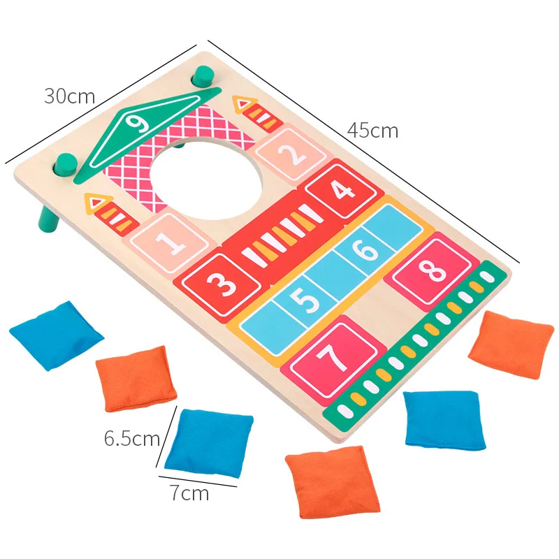 kids Outdoor Toys Custom Wooden Portable Beanbag Toss Game Sandbag Board Toddler Wooden Portable Bean Bag Throwing Game