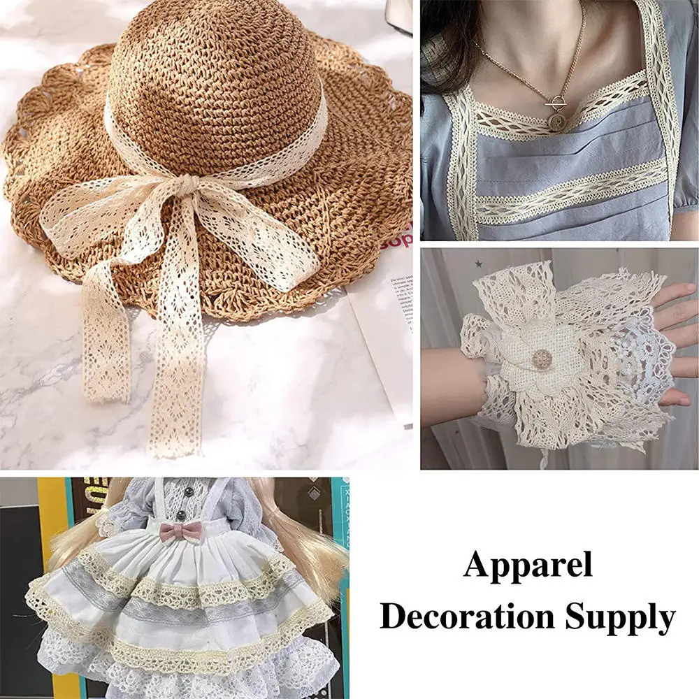 100% White Cotton Sewing Fabric Lace Ribbon Roll Trim For Wedding Decoration Gift Wrap Ribbon