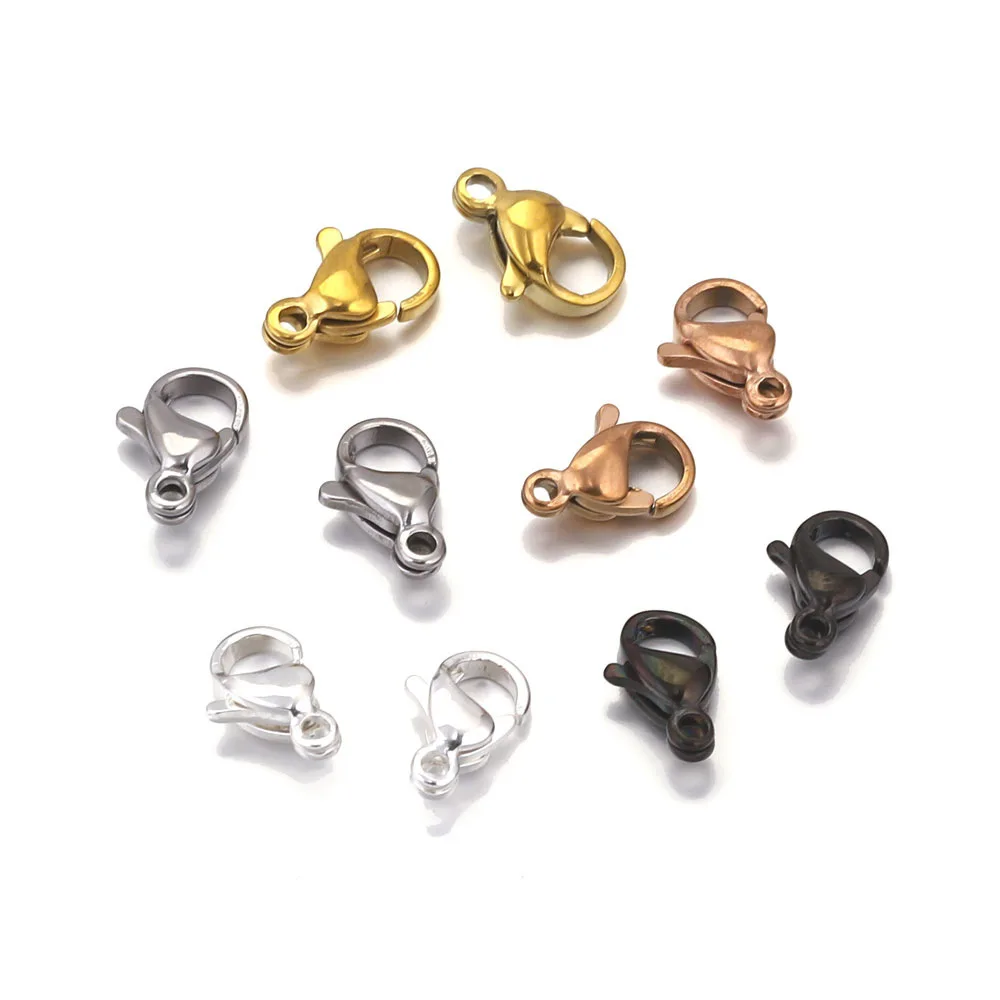 Manna 9/10/11/12/15mm Gold Plated Stainless Steel Lobster Clasp Connectors Clasp For Necklace Chains DIY Jewelry Making