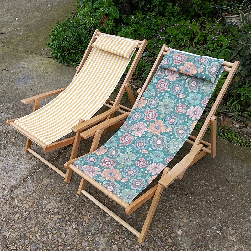 modern luxury soft adjustable outdoor furniture camping wooden folding white fabric reclining bedroom living room arm chair