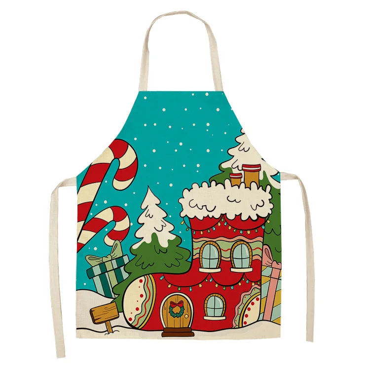 Cheap Bulk Christmas Couple Kids Red Santa Kitchen Apron Christmas Printed Letter Gift Aprons